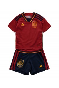 Fotbalové Dres Španělsko Dětské Domácí Oblečení MS 2022 Krátký Rukáv (+ trenýrky)
